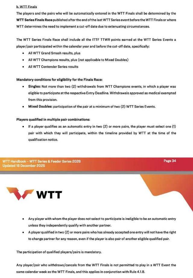 2026WTT总决赛赛制变更,此前在香港WTT总决赛期间,孙颖莎、王楚钦先后出现身体不适退赛